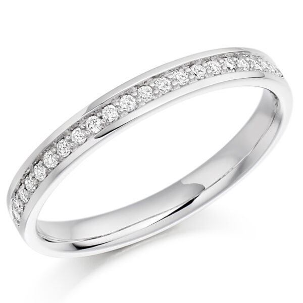 Ladies Platinum Grain Set Diamond Wedding Ring