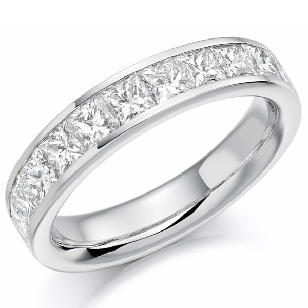 Ladies Platinum Princess Cut Channel Set Diamond Wedding Ring
