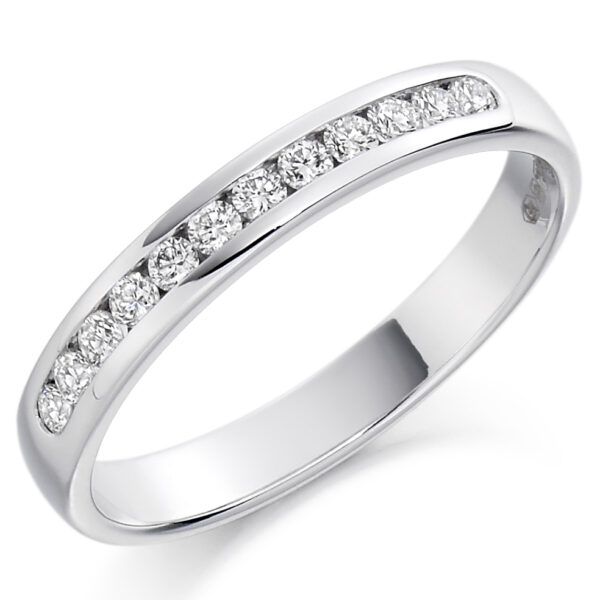 Ladies Platinum round brilliant channel set diamond wedding ring
