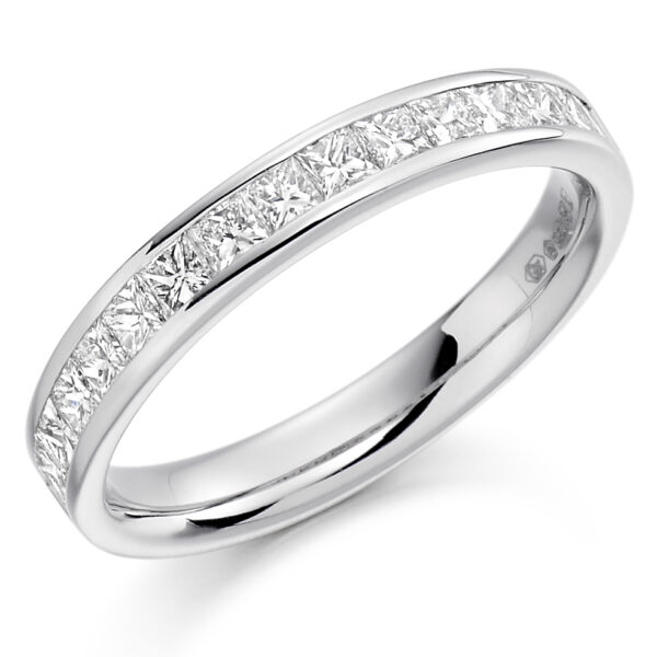 Ladies Platinum Princess Cut Channel Set Diamond Wedding Ring
