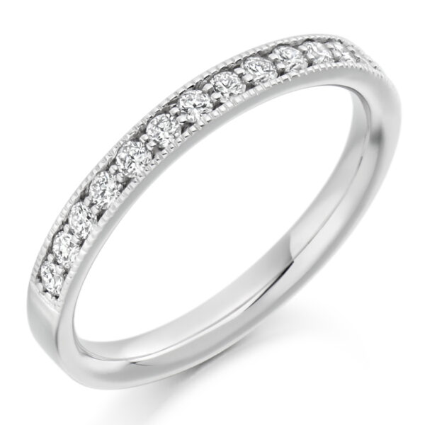 Ladies Platinum Vintage Grain Set Diamond Wedding Ring