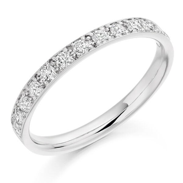 Ladies Platinum Vintage Grain Set Diamond Wedding Ring
