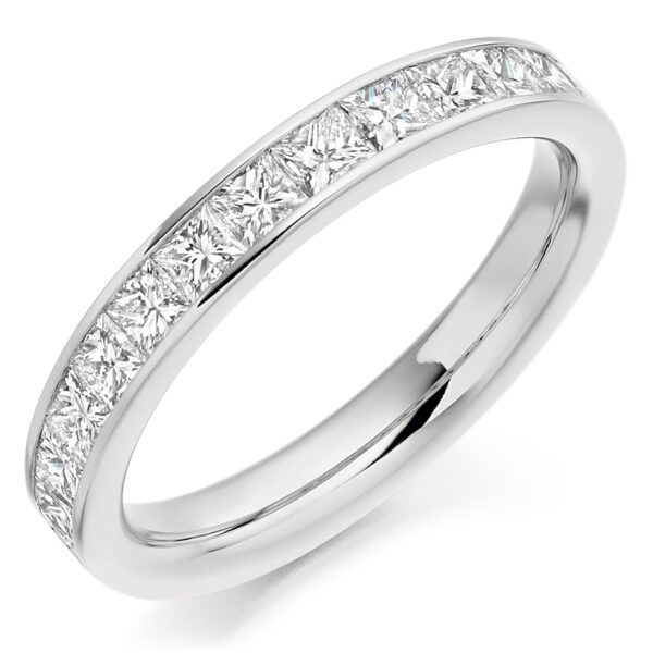 Ladies Platinum Princess Cut Channel Set Diamond Wedding Ring