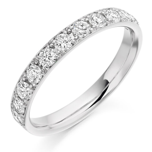 Ladies Platinum Vintage Grain Set Diamond Wedding Ring