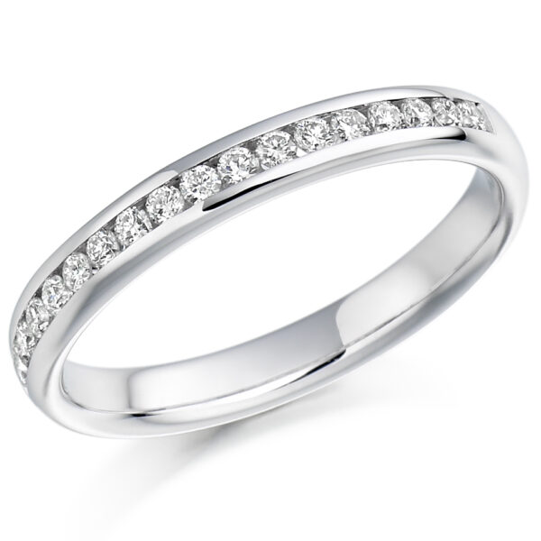 Ladies Platinum Round Brilliant Channel Set Diamond Wedding Ring