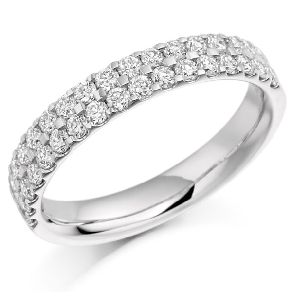 Ladies Platinum Diamond Double Row Wedding Band