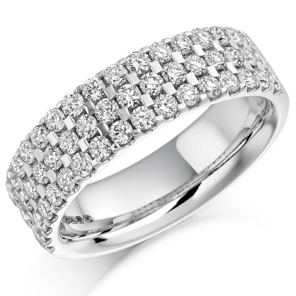 Ladies Platinum Diamond Triple Row Wedding Ring
