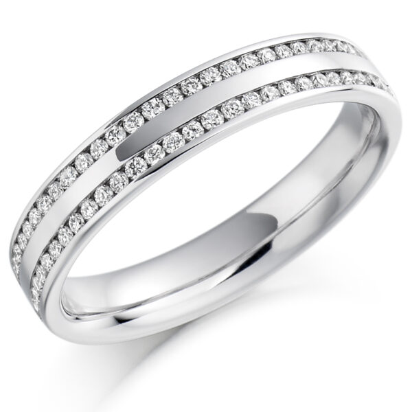 Ladies Platinum Diamond Double Row Wedding Ring