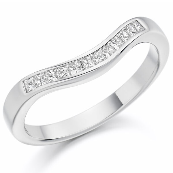 Ladies Platinum Curved Channel Set Wedding Ring
