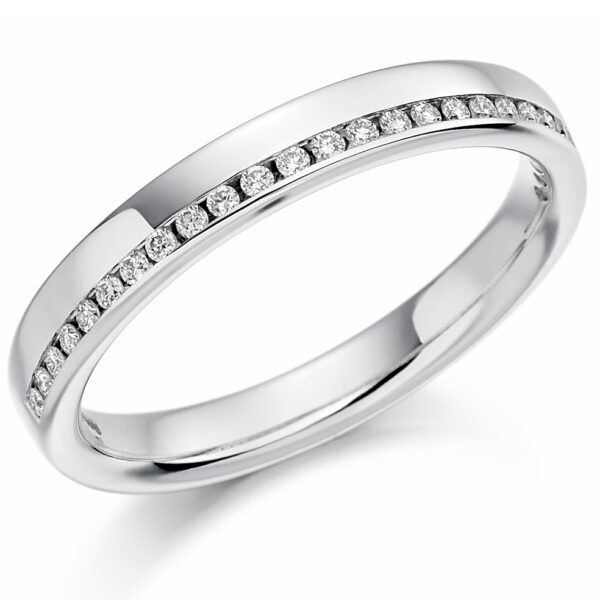 Ladies Platinum Offset Diamond Wedding Ring