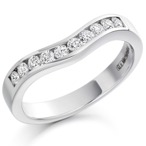 Ladies Platinum Curved/Shaped Diamond Wedding Ring