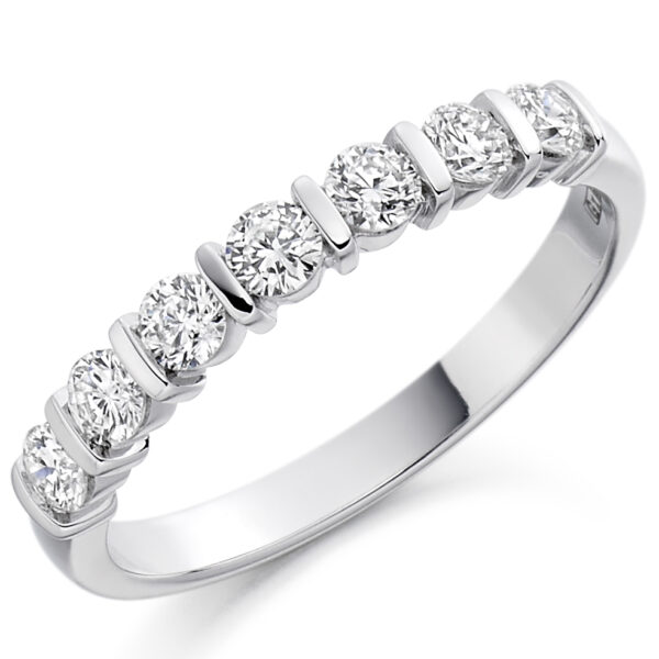 Ladies Platinum Bar Set Diamond Wedding Ring