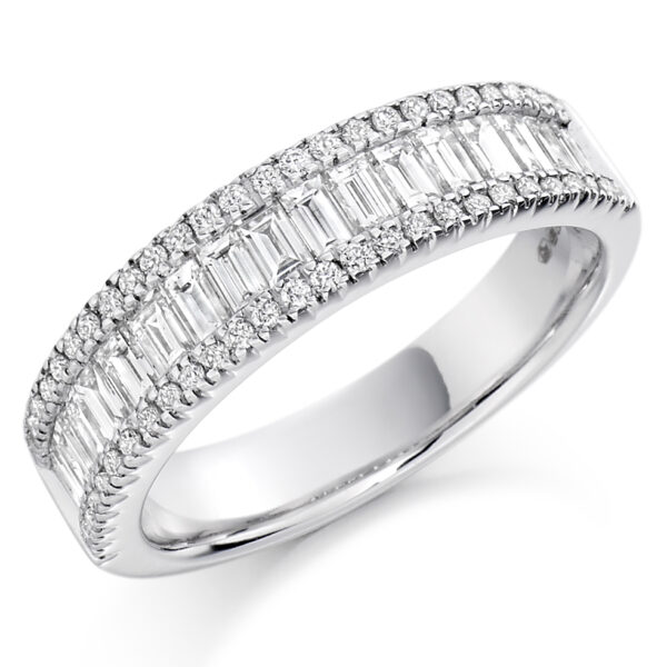 Ladies Platinum Baguette and Round Wedding Band