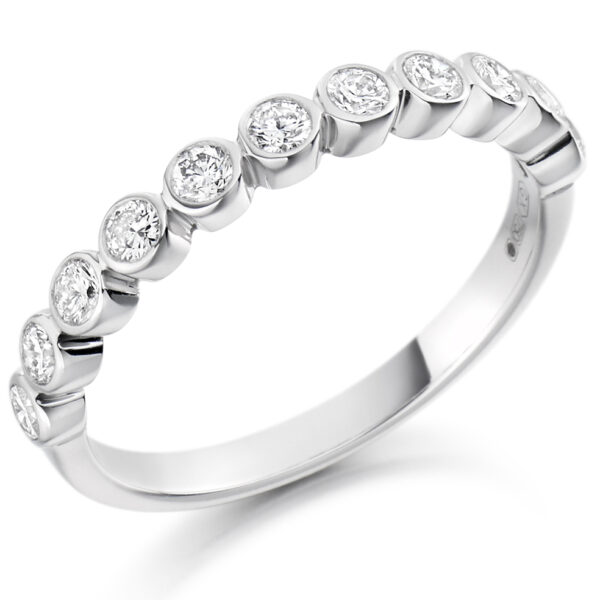Ladies Platinum Rubover Set Diamond Wedding Ring
