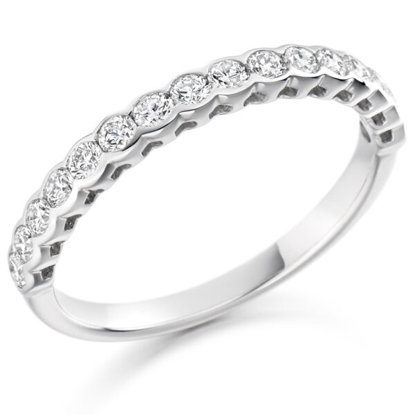 Ladies Platinum Rubover Set Diamond Wedding Ring