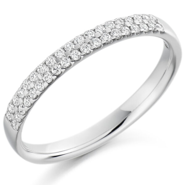 Ladies Platinum Diamond Two Row Pavé Set Wedding Band