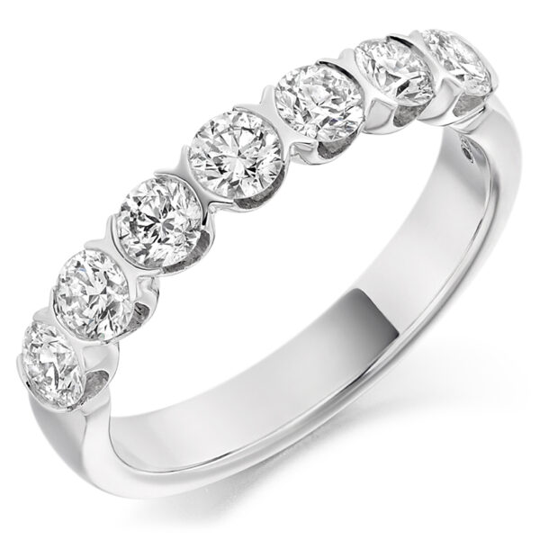 Ladies Platinum Bar Set Diamond Wedding Ring