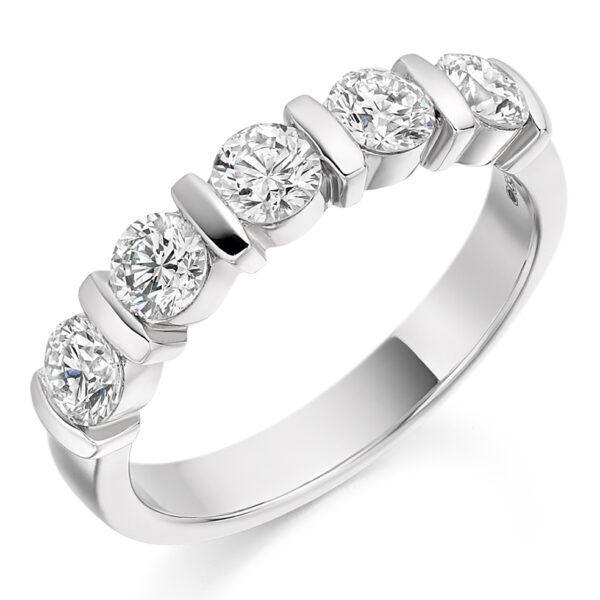 Ladies Platinum Bar Set Diamond Wedding Ring