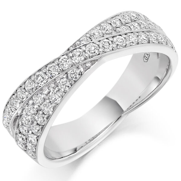 Ladies Platinum Diamond And Shaped Wedding Ring