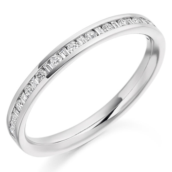 Ladies Platinum Baguette And Round Brilliant Cut Channel Set Diamond Wedding Ring