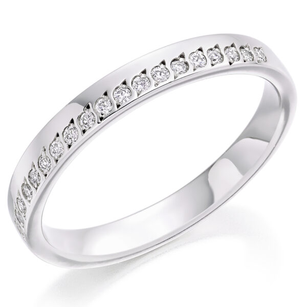 Ladies Platinum Offset Diamond Wedding Ring