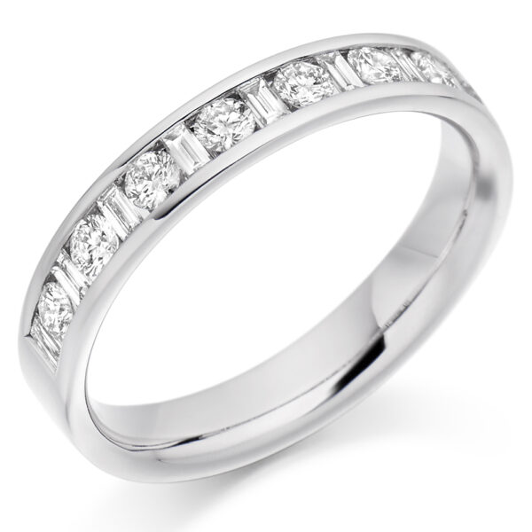 Ladies Platinum Mixed Cut Cannel Set Diamond Wedding Ring