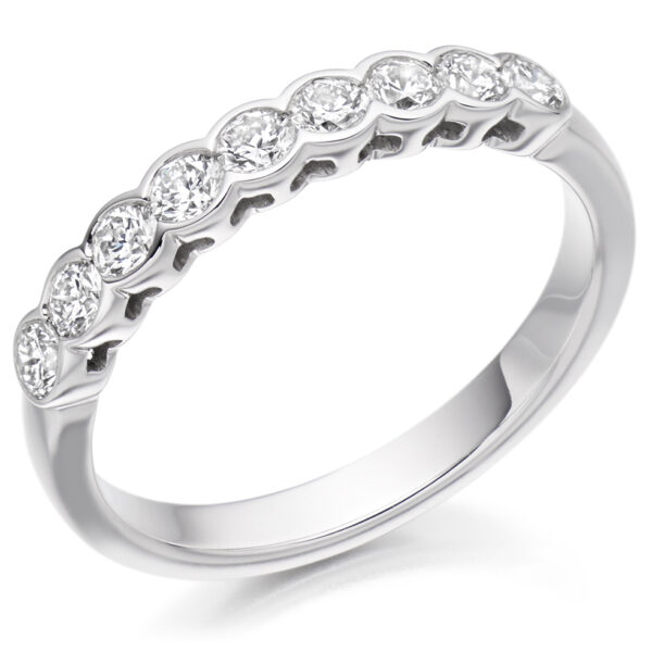 Ladies Platinum Rubover Set Diamond Wedding Ring