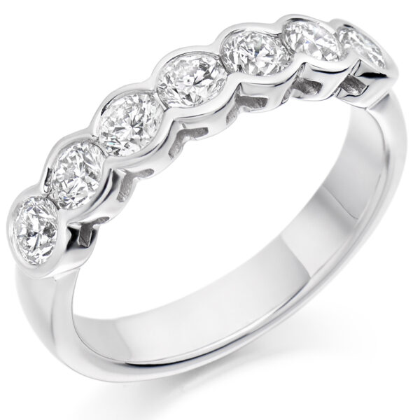 Ladies Platinum Rubover Set Diamond Wedding Ring