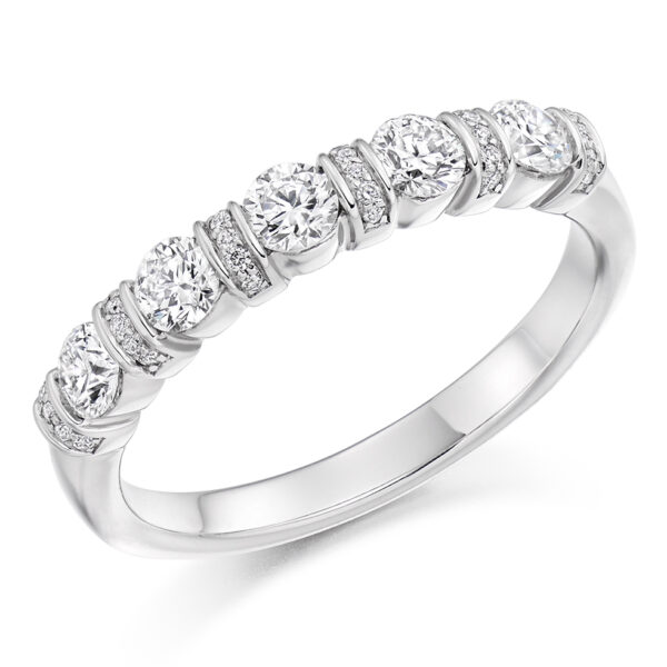 Ladies Platinum Bar Set Diamond Wedding Ring