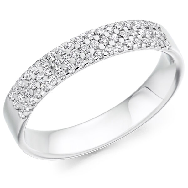 Ladies Platinum Three Row Diamond Wedding Ring