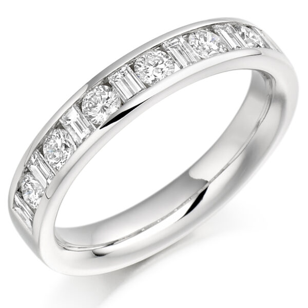 Ladies Platinum Mixed Cut Channel Set Diamond Wedding Ring