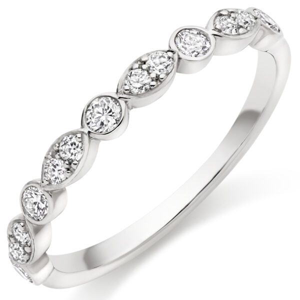 Ladies Platinum Rubover Set Diamond Wedding Ring