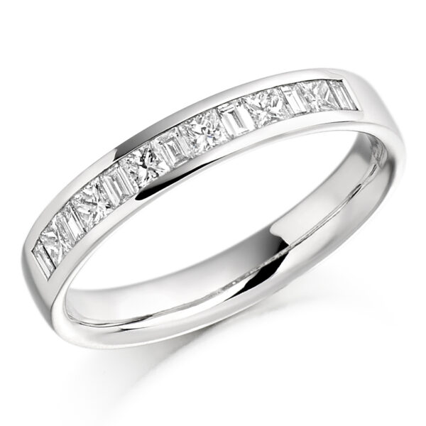 Ladies Platinum Mixed Cut Channel Set Diamond Wedding ring