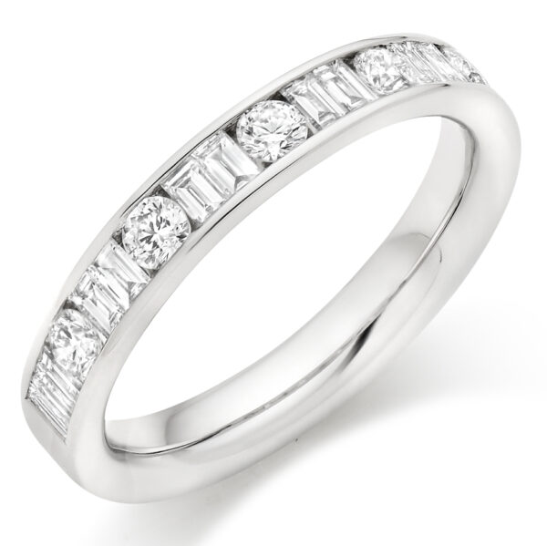 Ladies Platinum Mixed Cut Channel Set Diamond Wedding Ring