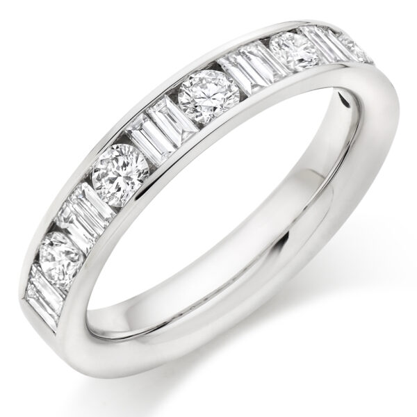 Ladies Platinum Mixed Cut Channel Set Diamond Ring