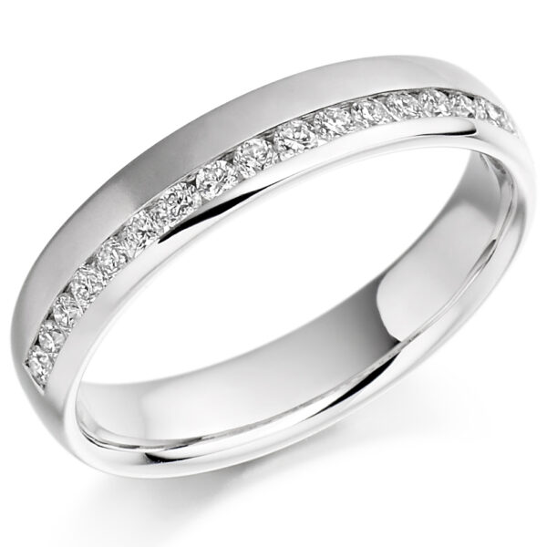 Ladies Platinum Offset Diamond Wedding Ring