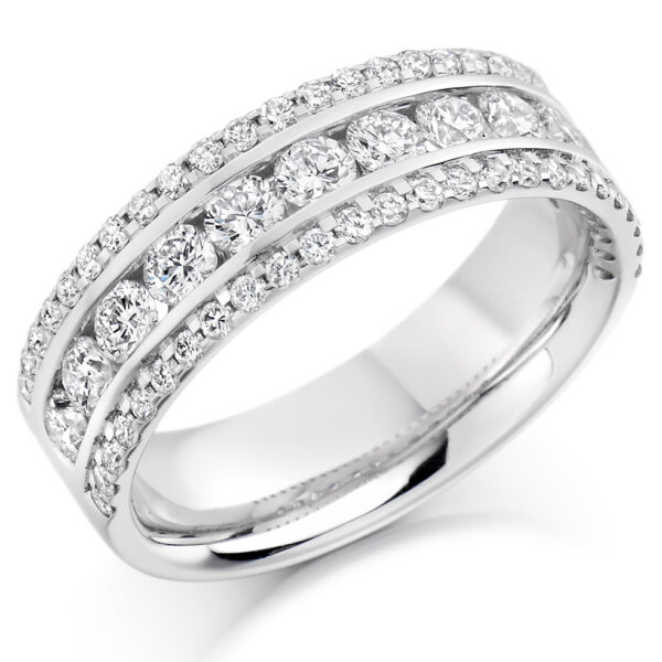 Ladies Platinum Diamond Triple Row Wedding Ring