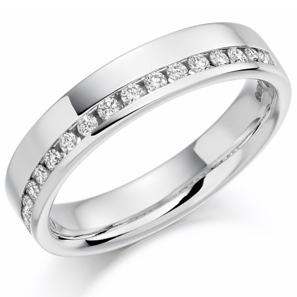 Platinum Eternity Ring Channel Set With Round Brilliant Cut Diamonds