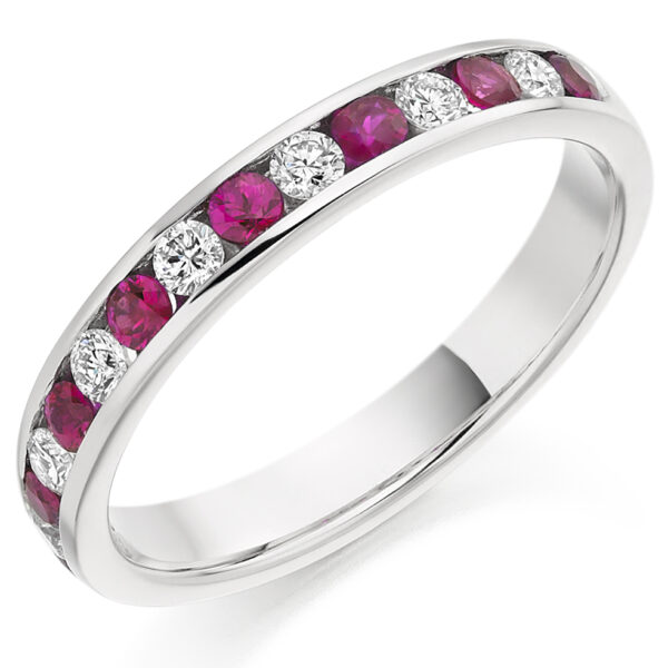 Platinum Ruby And Diamond Channel Set Eternity Ring