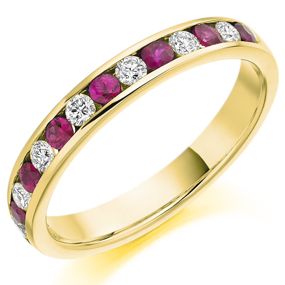 Yellow Gold Ruby And Diamond Channel Set Eternity Ring – theido.studio