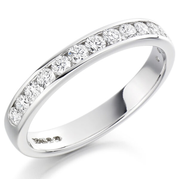 Platinum Round Brilliant Cut Channel Set Eternity Ring