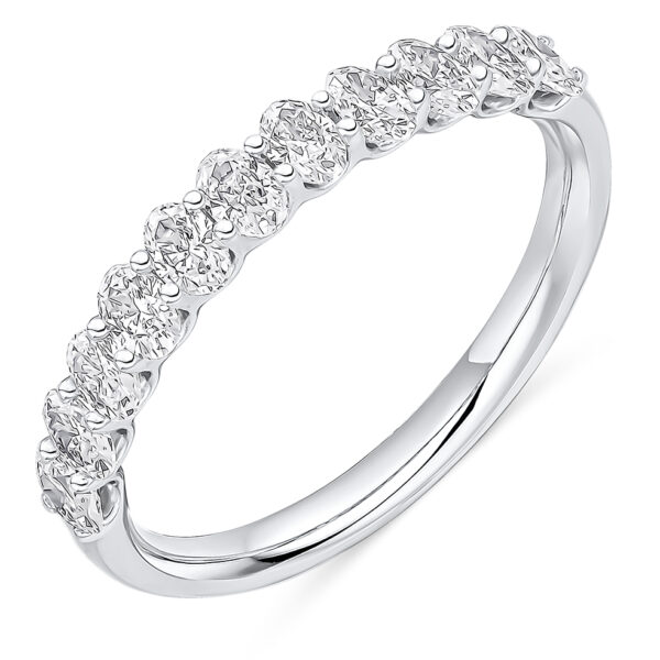 Platinum Oval Cut Diamond Claw Set Wedding Band