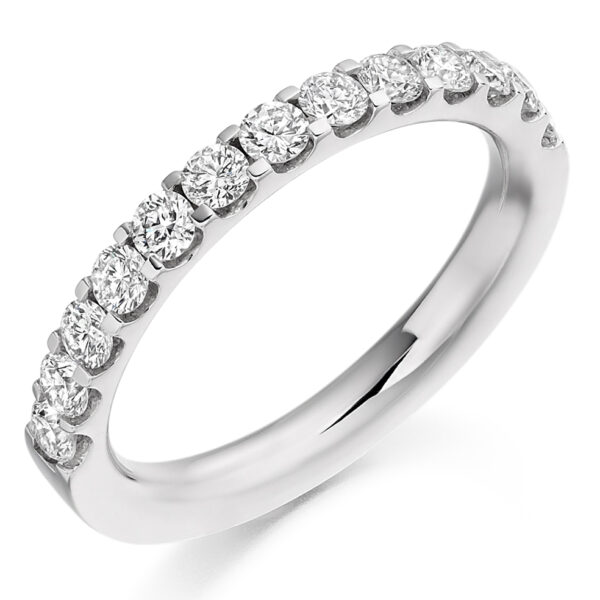 Ladies Platinum Wedding Band With Round Brilliant Cut Pavé Set Diamonds