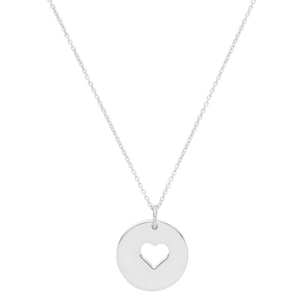Silver & Co Heart Disk Pendant With Chain