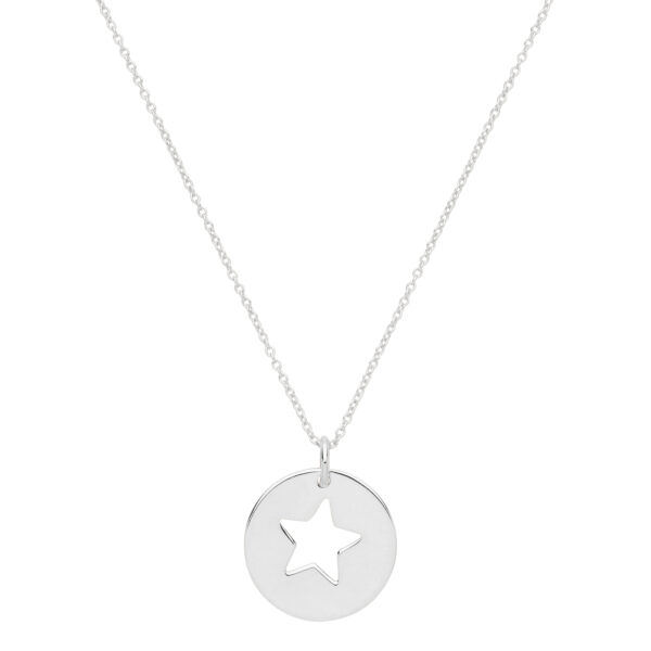 Silver & Co Star Disk Pendant With Chain