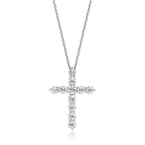 Silver & Co Cubic Zirconia Claw Set Stone Cross Pendant And Chain