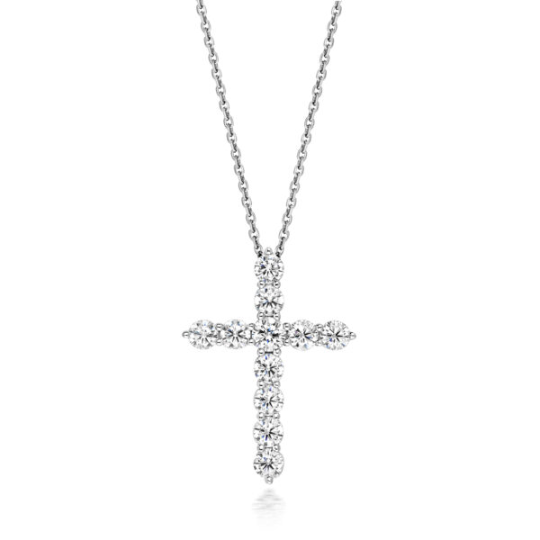 Silver & Co Cubic Zirconia Claw Set Stone Cross Pendant And Chain