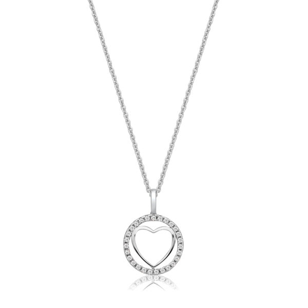 Silver & Co Halo Heart Style Pendant And Chain
