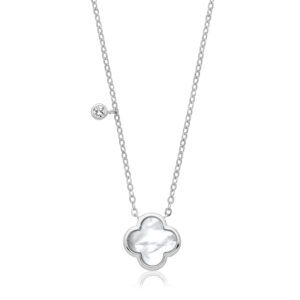 Silver & Co Mother Of Pearl Clover Pendant And Chain