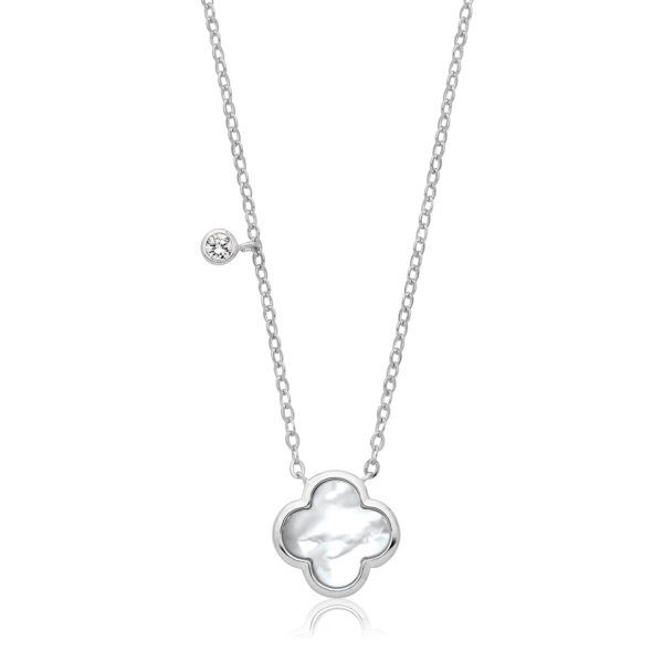 Silver & Co Mother Of Pearl Clover Pendant And Chain